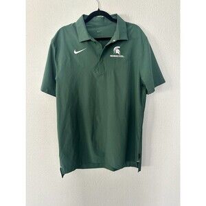 Nike Polo Green Dri-Fit Michigan State Spartans Shirt Men's L  Golf, office, MSU